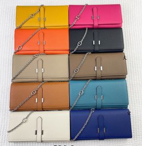 Cartera clásica para llevar Monedero de diseñador de piel de vaca suave Carteras con correa de cadena Embrague Handbab Titulares de tarjetas Moda Cuero genuino Con caja Número de serie