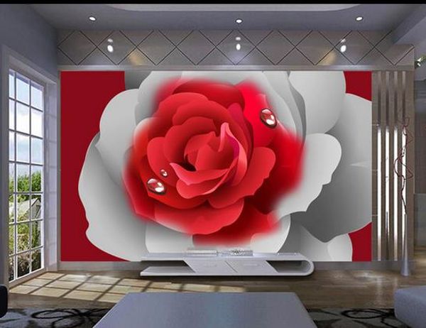 papier peint classique pour les murs Romantique rouge rose TV fond décoration murale peinture