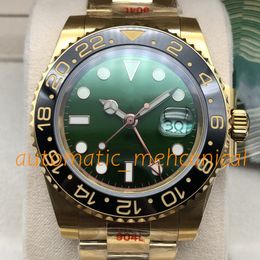 Reloj clásico para hombre 40 mm Bisel de cerámica Esfera verde V5 Movimiento automático Ref.116718 Pulsera de acero inoxidable de oro de 18 quilates Relojes de pulsera para hombre luminosos