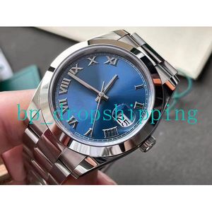 Montre Classique Poli V5 Version 41mm Acier Inoxydable Bleu Chiffres Romains Cadran Bracelet Montre Index Automatique Sport Montre-Bracelet montre de luxe