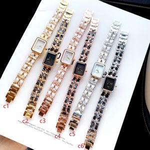 Montres classiques montre carrée bracelet tressé montre rétro chaîne en cuir or noir combat chaîne en cuir cuir femmes femme montre-bracelet w283