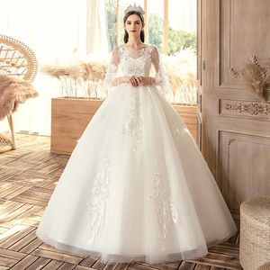 Robes de mariée classiques avec voile, col en v, demi-manches, sur mesure, avec des appliques, longueur au sol, robes de mariée, nouveau design 2022