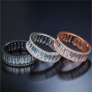 Klassieke bruiloft verlovingsband brede band volledige kubieke zirconia Eternity Band luxe vonkende vrouwen CZ-ring