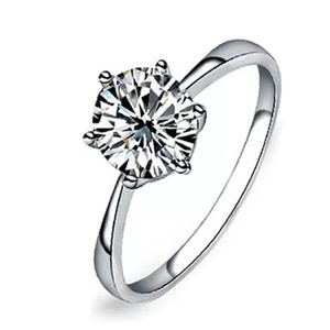 Klassieke trouwringen voor vrouwen voor altijd eenvoudige zes klauwen kubieke zirconia 3 kleur mode verloving cadeau ringen sieraden