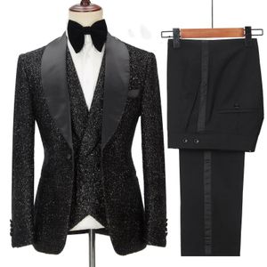 Smokings de mariage classiques Costumes pour hommes Costume Slim Fit pour hommes Manteau Pantalon Gilet Tuxedo Blazers Fête de mariée Chanteur Marié 3 Pièces sur mesure