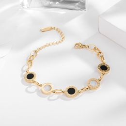 Klassiek Wit Zwart Shell Ronde Romeinse Cijfers Bedelarmband Retro Sieraden voor Vrouwen Gift266o