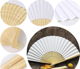 Klassiek wit vouwen elegant feestdecoratie papier hand fan trouwfeest gunsten mariage dance 21 cm