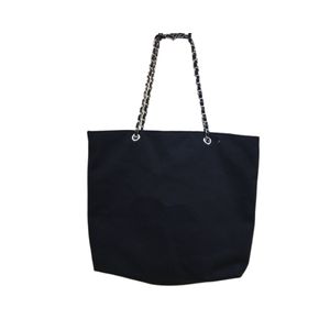 Bolso de compras con cadena de lona estampado blanco clásico, bolso de viaje de playa clásico, bolso de lavado para mujer, organizador de cosméticos y maquillaje