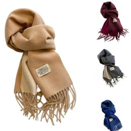 Bufandas clásicas de invierno para mujer, bufanda tejida de Color sólido, sensación de Cachemira suave, Mantón largo grueso cálido, bufanda de diseñador