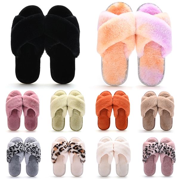 Classic Winters Indoor Pantoufles pour Femmes Snow Fur Slides House Outdoor Girls Ladies Furry Pantoufles Plateforme Plate Doux Chaussures Confortables Baskets 36-41