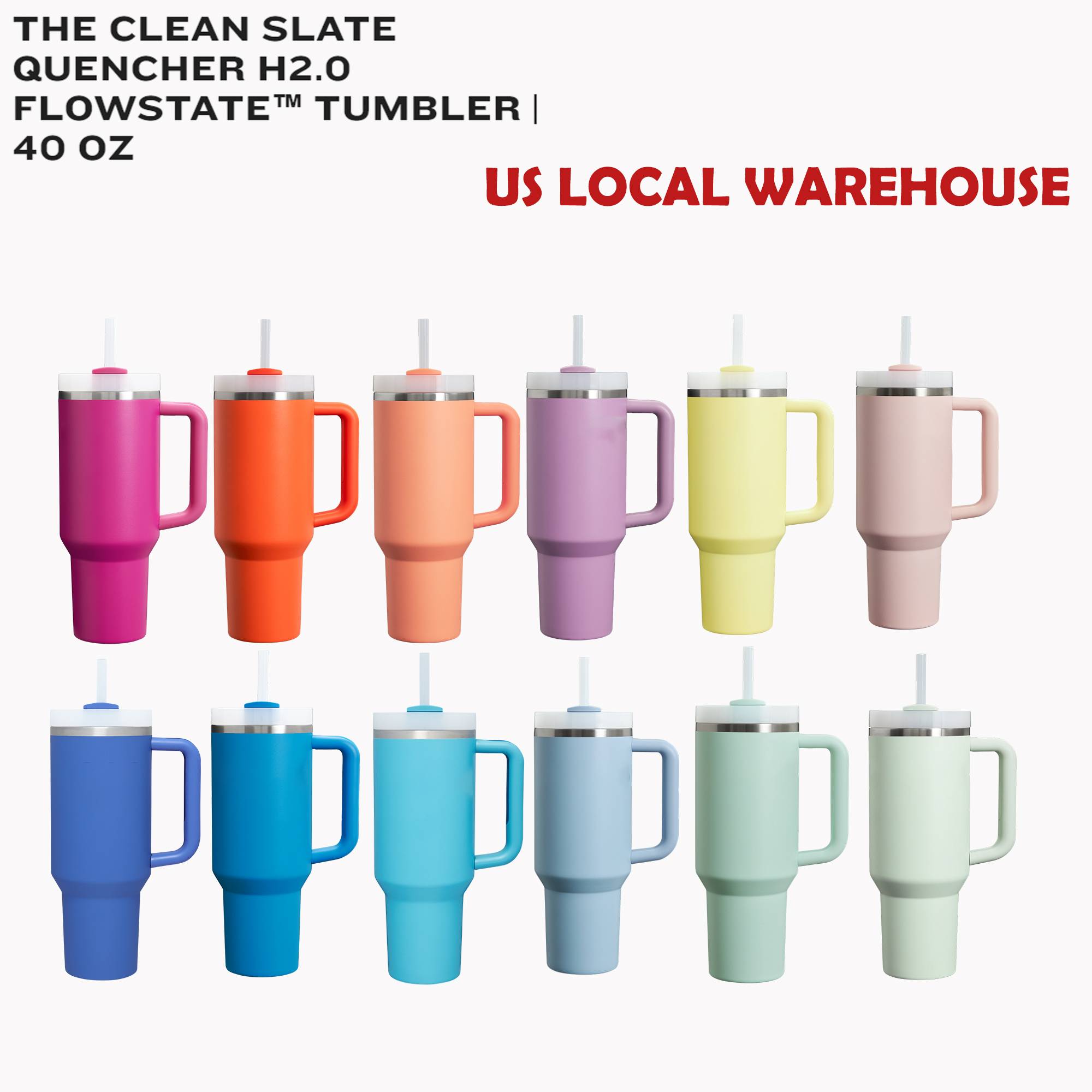 THE QUENCHER H2.0 40OZ Mugs Black Chroma Tumblers Insulated CLEAN SLATE Car Cups Stainless Steel Coffee Termos Tumbler Winter Pink Target Red Cosmo Neon White US STOCK