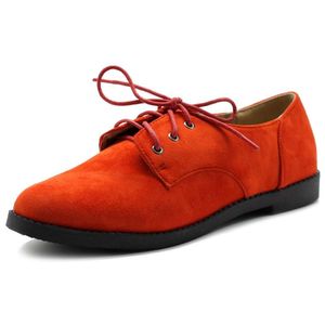 Classique avec Ollio Lace's Far's Flat Up Faux Suede Oxford Shoes 955 82626