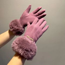 Guantes de cachemira de mujer clásica Diseñador de invierno al aire libre Grueso Suave Fleece Cinco dedos Guantes con caja G2311044Z-6