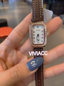 Classique femmes cristal diamant Quartz montres en cuir véritable horloge dame robe multi-fonction géométrique rectangulaire montre 22mm