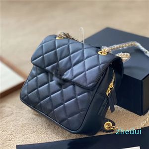 Classique Femmes Designer Sac À Dos Sacs Top Qualité En Cuir Véritable Caviar Bandoulière Sacs À Main Diamant Quilting Rabat Sac À Bandoulière Chaîne En Métal Doré Totes