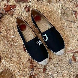 Klassieke vrouwen kledingschoenen nieuwe loafers ontwerper herfst de brief printen handgemaakte canvas stro platform schoen dame 100% cowhide visser dia's groot formaat 35-41