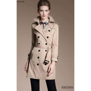 Classique femmes angleterre moyen Long manteau/haute qualité marque Design coton Double boutonnage coupe ajustée Trench Coat B8999F260 S-XXL
