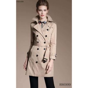 Klassieke Dames Engeland Midden Lange Jas/Hoge Kwaliteit Merk Ontwerp Katoen Double Breasted Slim Fit Trenchcoat B8999F260 S-XXL