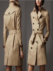 Classic Women Fashion Angleterre Trench Long Style Coattop Quality Brand Designer Double Breasted Real Leather Belt Trench B0164193588