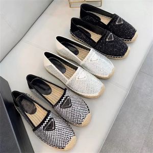 klassieke dames Flat Dress schoenen Hoge kwaliteit Designer Loafers diamant herfst print Hand Made stro platform schoen Lady 100% koeienhuid visser Slides Grote maat 35-42