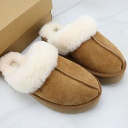 Klassieke dames heren warme tasman pantoffels laarzen winter heren en dames koe splitleer katoenen schoenen leer en bont geïntegreerde sneeuw half pluche pantoffels laarzen 35-45