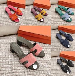 Klassieke damespantoffels dikke hakken Sandalen Mode suède kristallen sandaal dames Vrije tijd pantoffels Cowboy Designer pantoffels Luxe damespantoffels