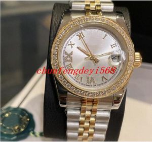 Klassieke dames solide kern vijf-kribele stalen riem lady horloge president Diamond Bezel Shell Face Women Swiss Quartz Movement 31 mm saffier spiegel waterdicht horloge