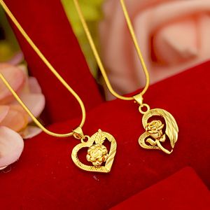 Bijoux de fiançailles de mariage pour femmes classiques colliers pendentif en or 18 carats collier de chaîne de clavicule de fleur élégante pour petite amie Q0531