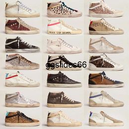 Classic Womens Goldenlys Gooseity Casual Shoes Luxury Mid Ski Star High Top Sneakers Italian Brand Sequins White Do Old Dirty