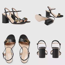 Klassieke dames luxe ontwerper slingback opyum sandalen hoge hakken slippers schoensandalen sexy hoge hakken 7 cm dames metalen gesp sandelen
