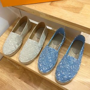 Klassieke dames stuurboord visser kleding schoenen ontwerper denim blauwe casual loafers mocassins zomer walk comfort canvas flats glip op strozol met doos 35-41