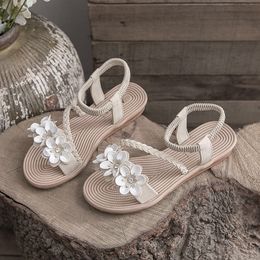 Klassieke vrouwen zomer slippers sandaal opvallende gladiator lederen buitenzool platte ketting slipper dia's canvas effen sandalen schoenen B03