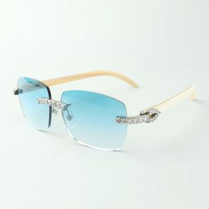 Lunettes de soleil classiques XL en diamant 3524025 avec branches en corne de buffle blanche, vente directe, taille 18-140 mm