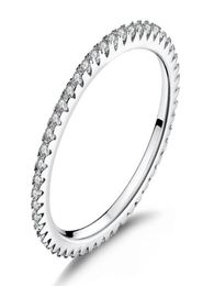 Classic Yiziy de haute qualité 925 Silver Ring Circle Clear CZ CZ Géométrie Rings Empilable pour les femmes Bijoux de mariage Gift SCR0667939835