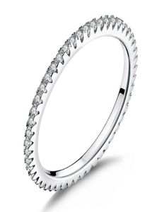 Klassieke Yiziy Hoge kwaliteit 925 Silver Ring Circle Clear CZ Geometrische stapelbare ringen voor vrouwen Wedding Sieraden Gift SCR0667376932