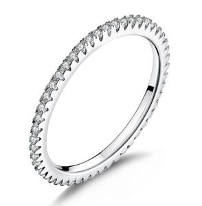Klassieke Yiziy Hoge kwaliteit 925 Silver Ring Circle Clear CZ Geometrische stapelbare ringen voor vrouwen Wedding Sieraden Gift SCR0663907521