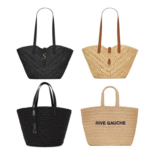 clásico Rive Gauche viajes de verano Bolsos de playa Para mujer para hombre asa superior grandes Bolsos de paja al atardecer bolso de lona vagabundo Diseñador de lujo Bolso de hombro bandolera Bolso