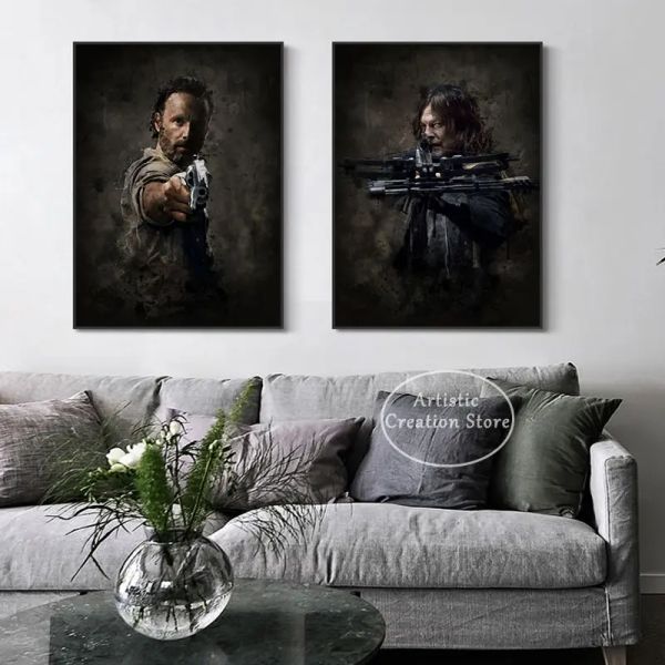 Classic Zombie Movie TV The Walking Dead Poster Art Canvas Pintura Impresiones Imágenes de pared para el cine Decoración del hogar Decoración del hogar