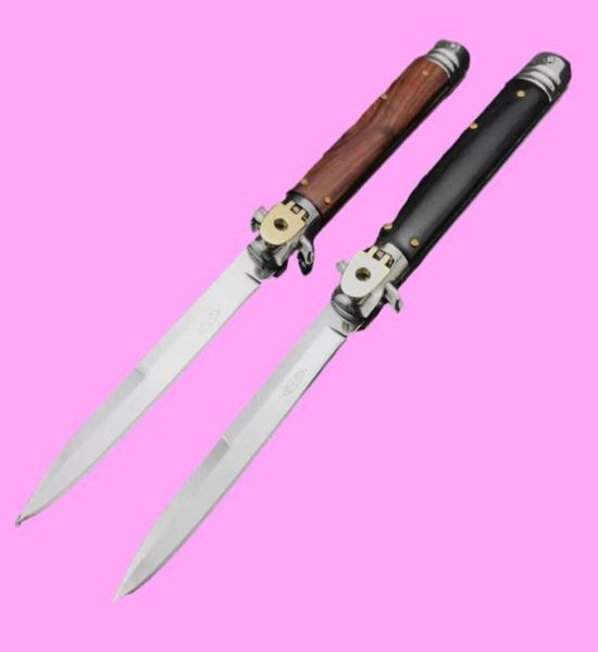 Classique 11 pouces italien Parrain Mafia Couteau automatique Single Action Action Countes tactiques 440c Blade Wood Handle SelfDefense EDC HU2278525