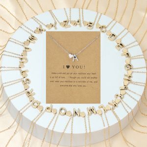 Klassieke 18K goud verzilverde initiële hoofdletter ketting charme letter ontwerp minnaar hart kettingen voor dames dames 26 alfabet hangende ketting mode-sieraden