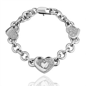 Classique 18K platine plaqué amour coeur véritable cristal autrichien mode Costume femmes Bracelets Bracelets bijoux pour les femmes