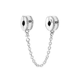 Klassieke 925 zilveren logo veiligheidsketen charme diy sieraden accessoires met originele doos voor pandora armbandbangle maken hangende charmes