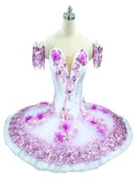 Costume de danse de ballet classique Purple Professional Tutu Lilac Platter Competition Pancake Tutu Flower Fairy Ballet Costu6152423