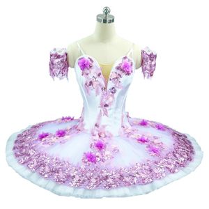 Traje de baile de Ballet clásico tutú profesional púrpura plato Lila competición tutú de panqueque hada de las flores Ballet clásico Costu304E