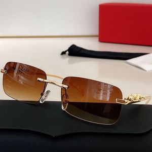 Gafas de sol clásicas de diseño de leopardo marrón CT0066 para hombres y mujeres estilo de moda sin marco lente cuadrada roja puesta de sol Protección UV 400 de alta calidad con caja original