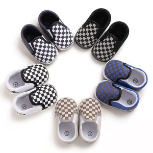 Klassiek geruite peuter First Walker Pasgeboren Baby Boy Girl Soft Sole katoen Casual Sports Infant Crib Shoes