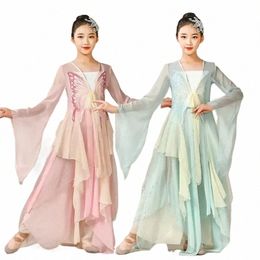 Costume de danse classique moderne Hanfu tenue lâche fée Lg Dr filles Yangko danseur pratique porter Yangko Performance tenue C5AK #