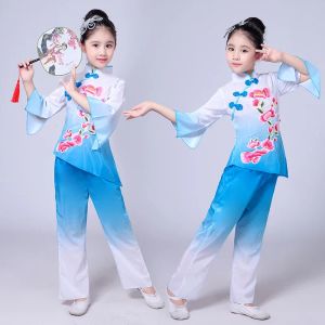 Costumes de danse classiques style chinois yangko traditionnel chinois danse folk warins filles élégant fan gyette pratique danse