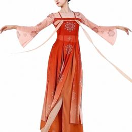 Klassieke Dans Kostuums voor Vrouwen Han Tang Dynastieën Vloeiende Body Charm Chinese Dansvoorstelling Kostuum Stadium Outfit k4Fp #