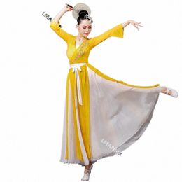 Danza clásica femenina Hanfu estilo chino folk Yangko danza fan danza conjunto escenario moderno Y5KD #